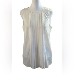 Michael Kors White Pleated Tank Top